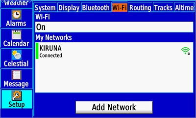 GARMIN GPSMAP 276Cx - Wi-Fi Settings
