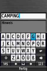 GARMIN GPSmap 62 / 62s / 62st Text-Eingabe