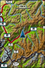 GARMIN GPSmap 62st topografische Europakarte Beispiel Wallis