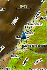 GARMIN GPSmap 62st topografische Europakarte Beispiel Zermatt