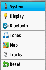 GARMIN GPSmap 64 / 64s / 64st - Settings in list view