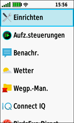 GARMIN GPSMAP 66s/st/sr/i - Hauptmenu in Listenansicht