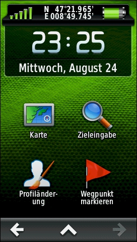 GARMIN Montana 600/650/650t - Hauptmenu im Hochformat