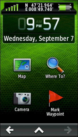 GARMIN Montana 600/650/650t - Main menu in portrait format