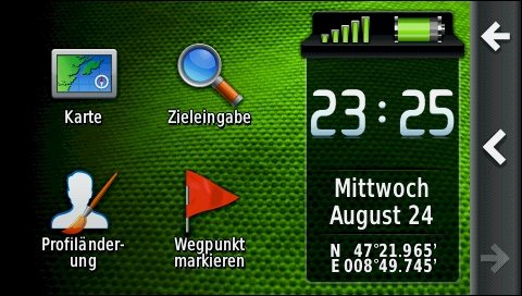 GARMIN Montana 600/650/650t - Hauptmenu im Querformat