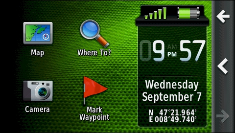 GARMIN Montana 600/650/650t - Main menu in landscape format