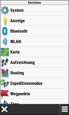 GARMIN Montana 700/700i/750i - Einrichten (Liste)