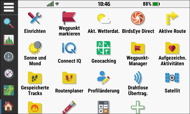 GARMIN Montana 700/700i/750i - Hauptmenu im Querformat