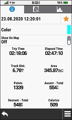 GARMIN Montana 700/700i/750i - Track Information