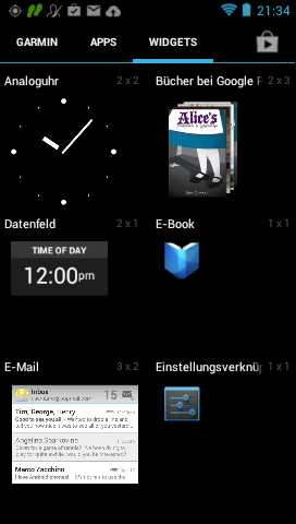 GARMIN Monterra - Widgets