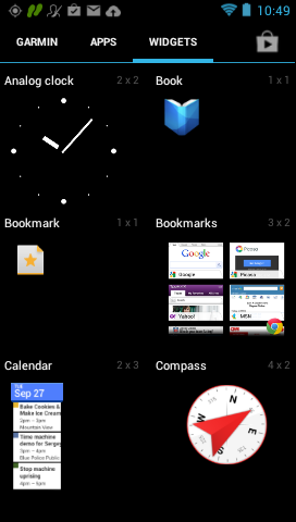 GARMIN Monterra - Widgets