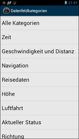 GARMIN Monterra - Datenfeldkategorien