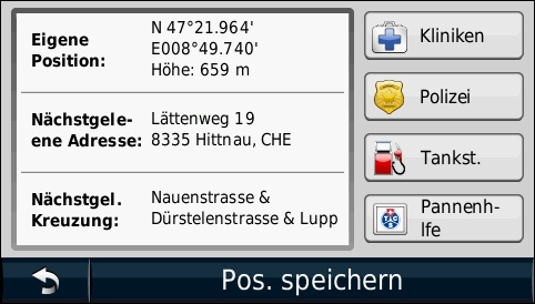 GARMIN Nuvi 1490T - Aktuelle Position