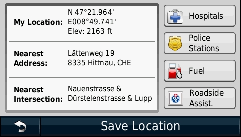 GARMIN Nuvi 1490T - Current position