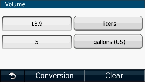 GARMIN Nuvi 1490T - Unit Converter