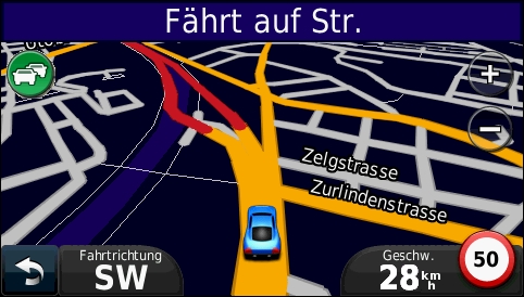 GARMIN Nuvi 1490T - Karte im Nacht-Modus