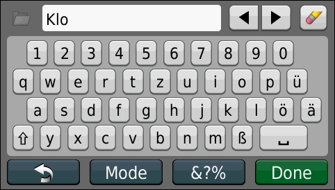 GARMIN Nuvi 1490T - Text Entry