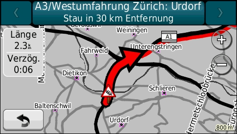 GARMIN Nuvi 1490T - Verkehrsmeldung auf Karte