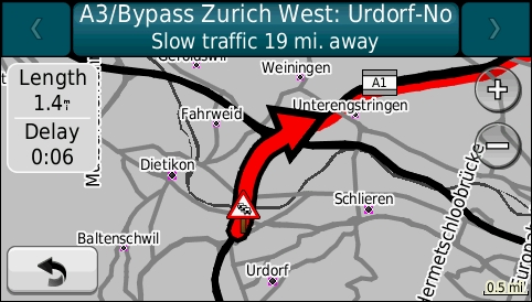 GARMIN Nuvi 1490T - Traffic message on map