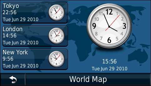 GARMIN Nuvi 1490T - World clock