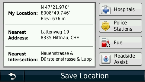 GARMIN Nuvi 1690 - Current position