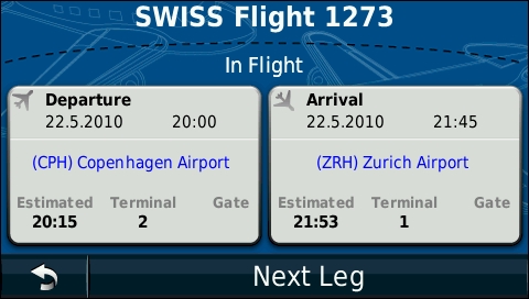 GARMIN Nuvi 1690 - Flight status