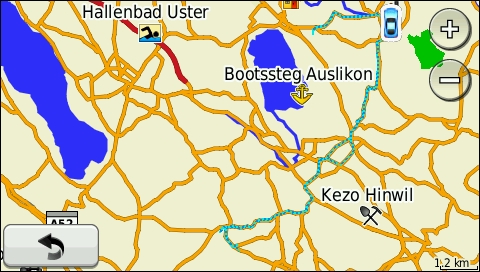 GARMIN Nuvi 1690 - Zurueckgelegte Wegstrecke (Track)