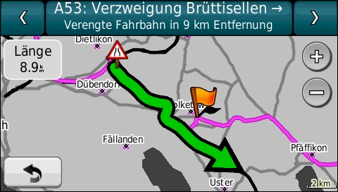 GARMIN Nuvi 1690 - Verkehrsmeldung auf Karte