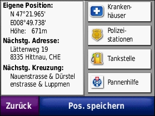 GARMIN Nuvi 550 - Aktuelle Position
