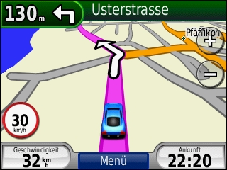 GARMIN Nuvi 550 - Route auf Strassenkarte