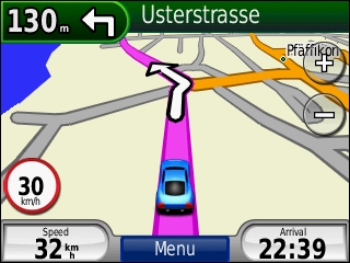 GARMIN Nuvi 550 - Route on road map