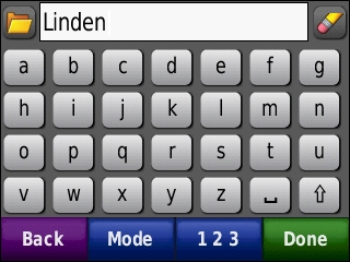 GARMIN Nuvi 550 - Text Entry