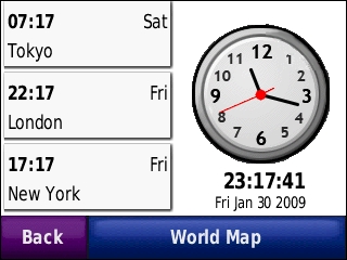 GARMIN Nuvi 550 - World Clock
