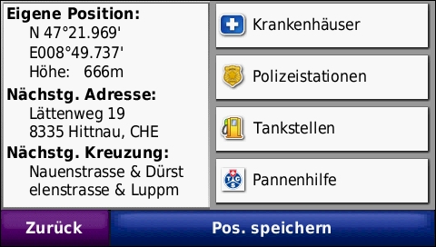 GARMIN Nuvi 765T - Aktuelle Position