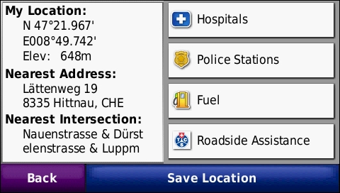 GARMIN Nuvi 765T - Current Position