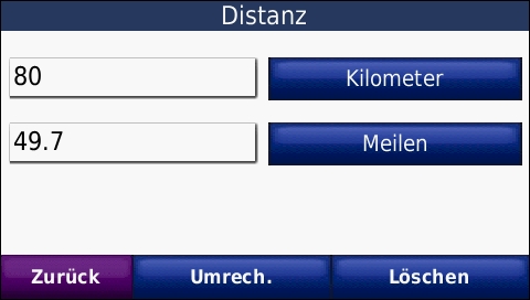 GARMIN Nuvi 765T - Einheitenrechner