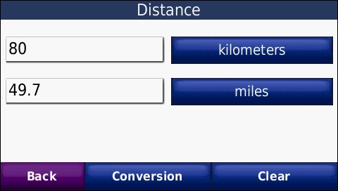 GARMIN Nuvi 765T - Unit Converter