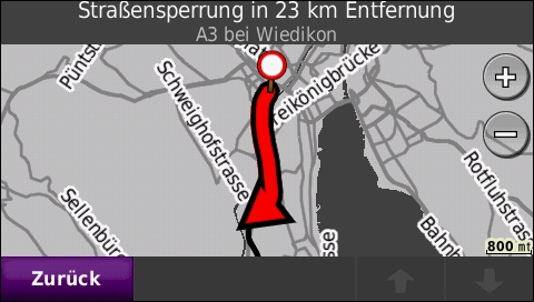 GARMIN Nuvi 765T - Verkehrsmeldung auf Karte