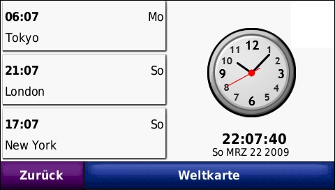 GARMIN Nuvi 765T - Weltuhr