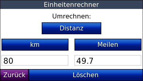 GARMIN Nuvi 865T - Einheitenrechner