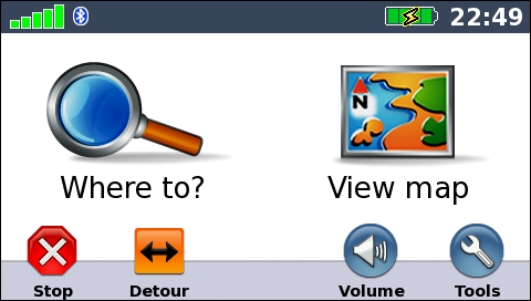 GARMIN Nuvi 865T - Main Menu