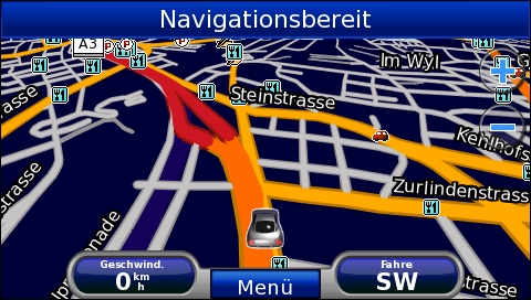 GARMIN Nuvi 865T - Karte im Nacht-Modus