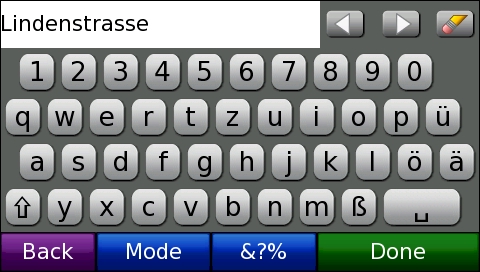GARMIN Nuvi 865T - Text Entry
