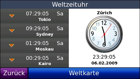 GARMIN Nuvi 865T - Weltuhr