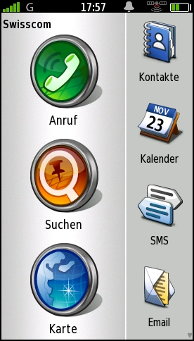 GARMIN nuvifone G60 - Hauptmenu Hochformat