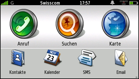 GARMIN nuvifone G60 - Hauptmenu Querformat
