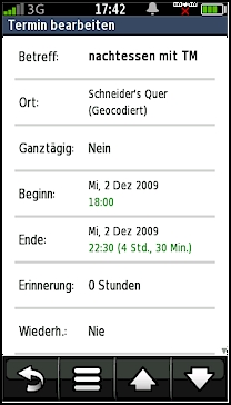 GARMIN nuvifone G60 - Kalender - Termin