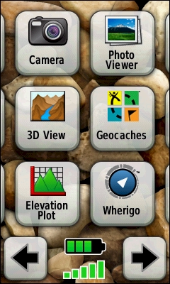 GARMIN Oregon 550t main menu (2 of 5)