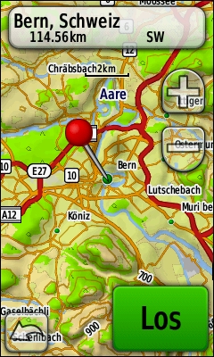 GARMIN Oregon 550t topographical map of Europe, example Bern city, Switzerland