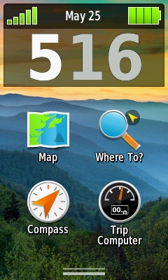 GARMIN Oregon 600/600t/650/650t - Main menu in portrait format